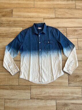 Mens Charles and a Half Denim Ombre Button Up - L